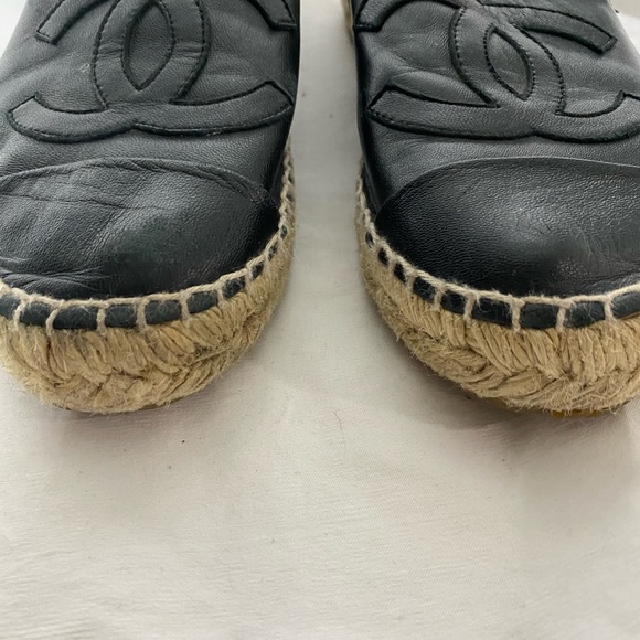 Chanel black leather CC espadrilles - Picture 8 of 9